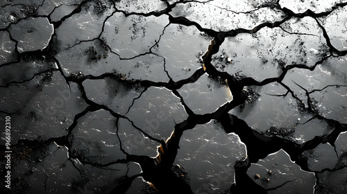 A cracked surface resemblin...