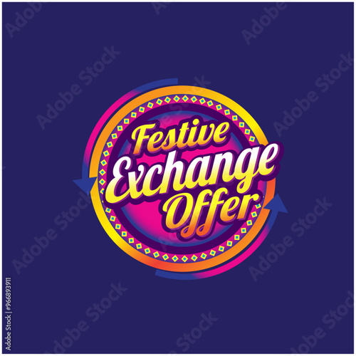 Festive Exchange Offer New Abstract Colorful Logo unit vector. Advertising, Sale, marketing, Promotional logo