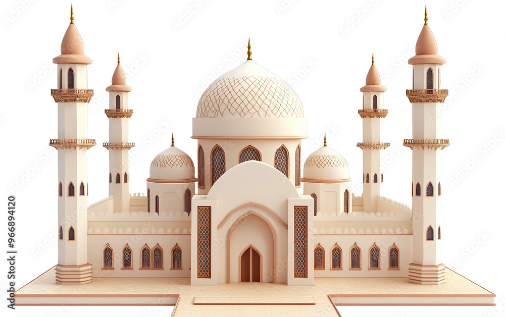 Obraz premium 3d illustration of mosque on white background,png