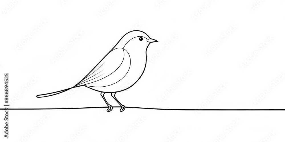 A small bird's form is comprised of gentle curves and straight lines, its beak tilted, wings folded, and A small bird's form is comprised of gentle curves and straight lines, its beak tilted, wings folded, and