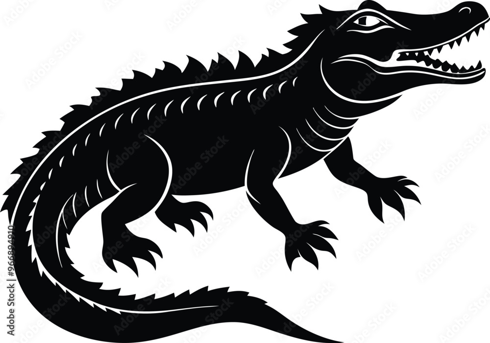 black crocodile vector illustration silhouette, Print black crocodile vector illustration silhouette, Print