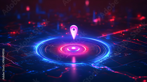 A digital map with a glowin...