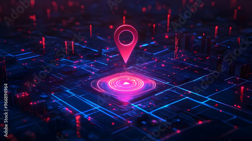 A digital map with a glowin...