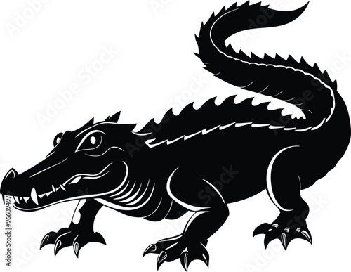 black crocodile vector illustration silhouette, Print