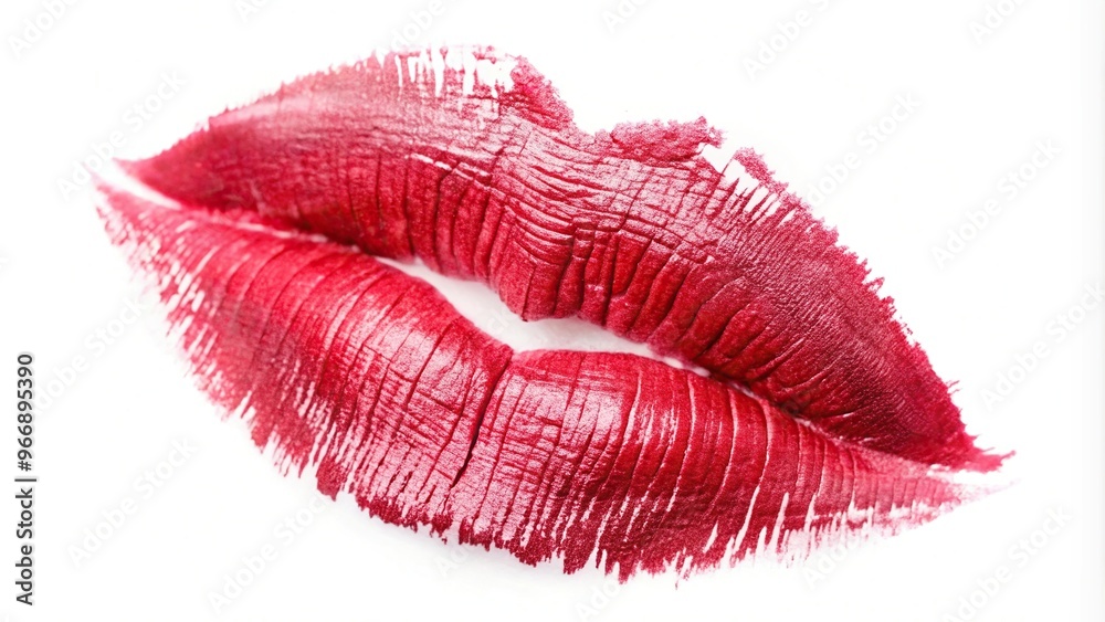 Smudged lipstick with a low angle view on white background Smudged lipstick with a low angle view on white background