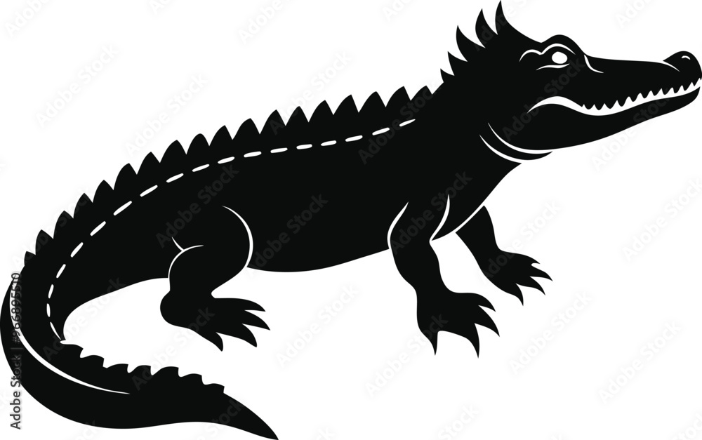 Naklejka premium black crocodile vector illustration silhouette, Print