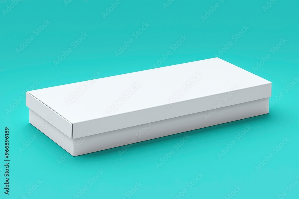 White Cardboard Box on a Turquoise Background White Cardboard Box on a Turquoise Background