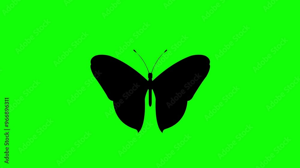 Silhouette of a butterfly isolated on a green background (Chroma key) Silhouette of a butterfly isolated on a green background (Chroma key)