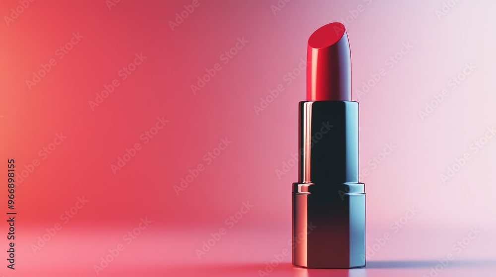 Minimalist lipstick tube with clean, modern lines, no logo, focal point on the unique design, no people, blurred background.