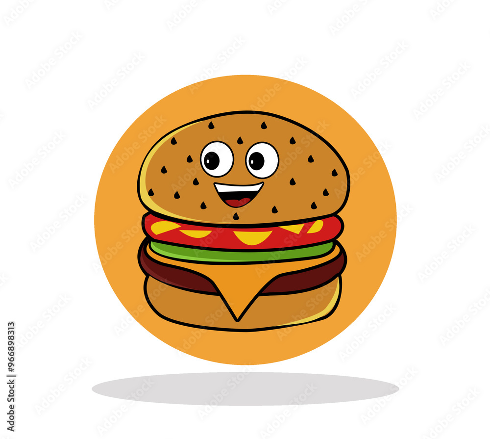 A happy burger illustrator cartoon images design with cute face A happy burger illustrator cartoon images design with cute face