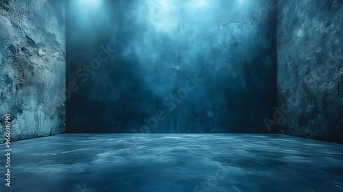 A dimly lit, textured room ...