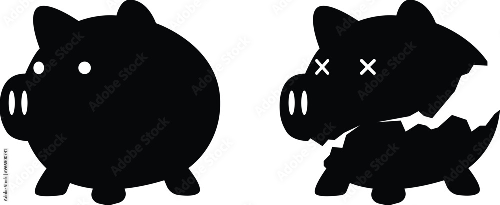 Obraz premium silhouette piggybank on transparent background, vector design