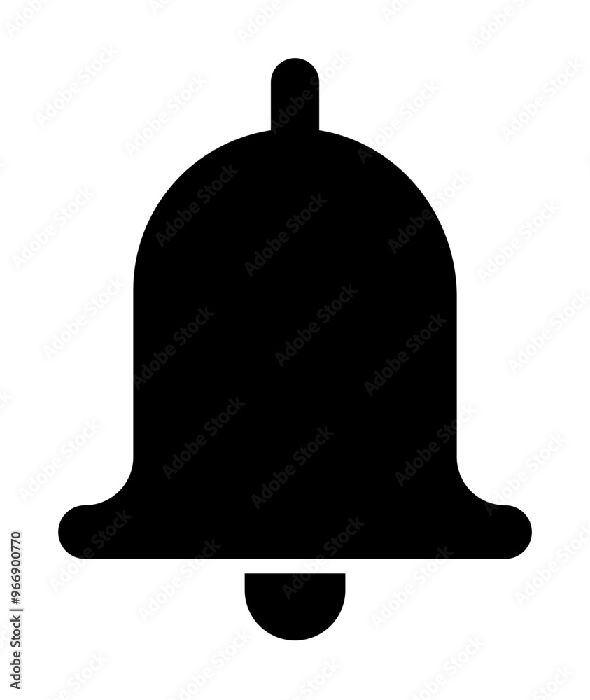 Simple black bell silhouette representing notifications, alerts, reminders, or announcements. Ideal for notifications, alerts, reminders, communication announcements Simple black bell silhouette representing notifications, alerts, reminders, or announcements. Ideal for notifications, alerts, reminders, communication announcements