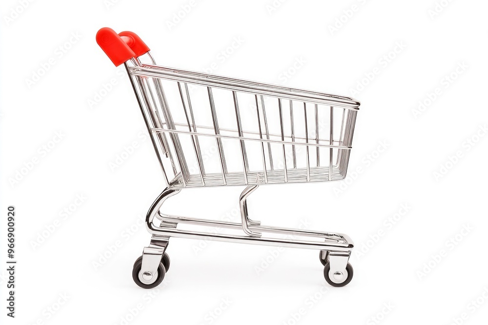 Shopping cart isolated in white background, copy-space with generative ai Shopping cart isolated in white background, copy-space with generative ai