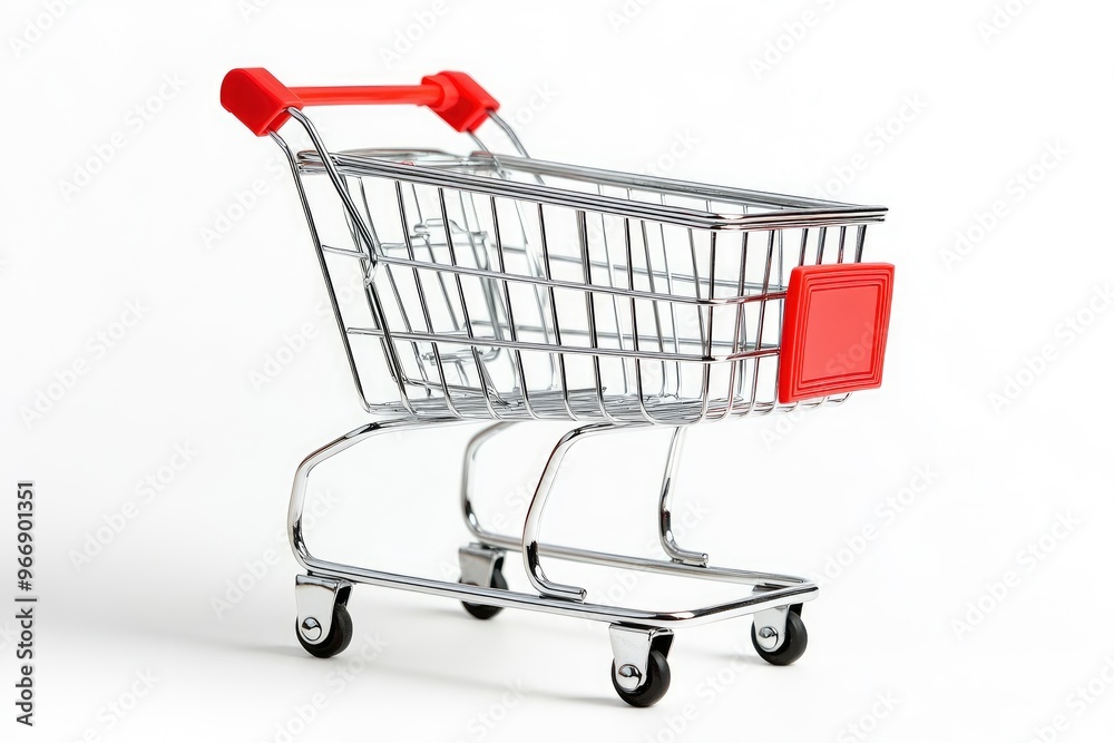 Shopping cart isolated in white background, copy-space with generative ai Shopping cart isolated in white background, copy-space with generative ai