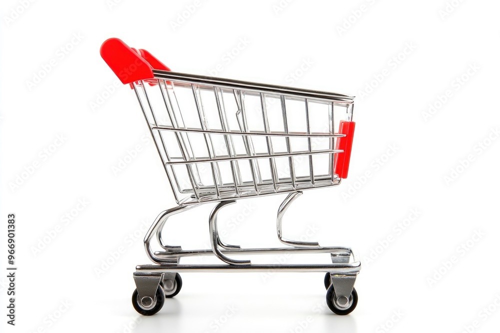 Shopping cart isolated in white background, copy-space with generative ai Shopping cart isolated in white background, copy-space with generative ai