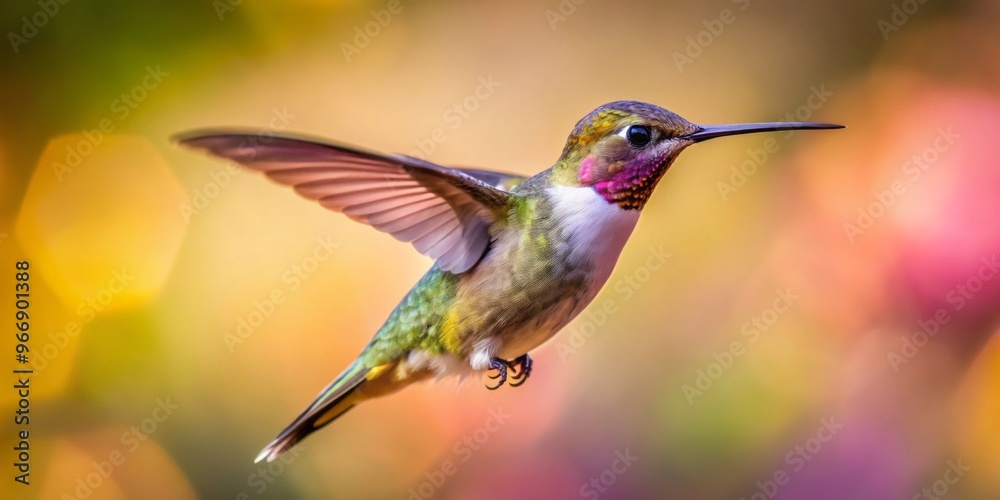 Fototapeta premium A whirlwind of green and orange flashes across the background, a blur of leaves and petals, as the