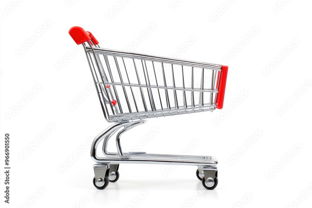 Shopping cart isolated in white background, copy-space with generative ai Shopping cart isolated in white background, copy-space with generative ai