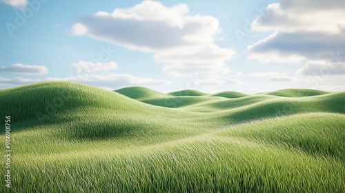 Rolling Green Hills Under a Cloudy Sky