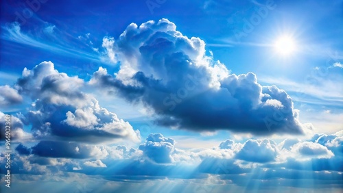 Soft clouds in blues and whites with sunlight shade in morning scene