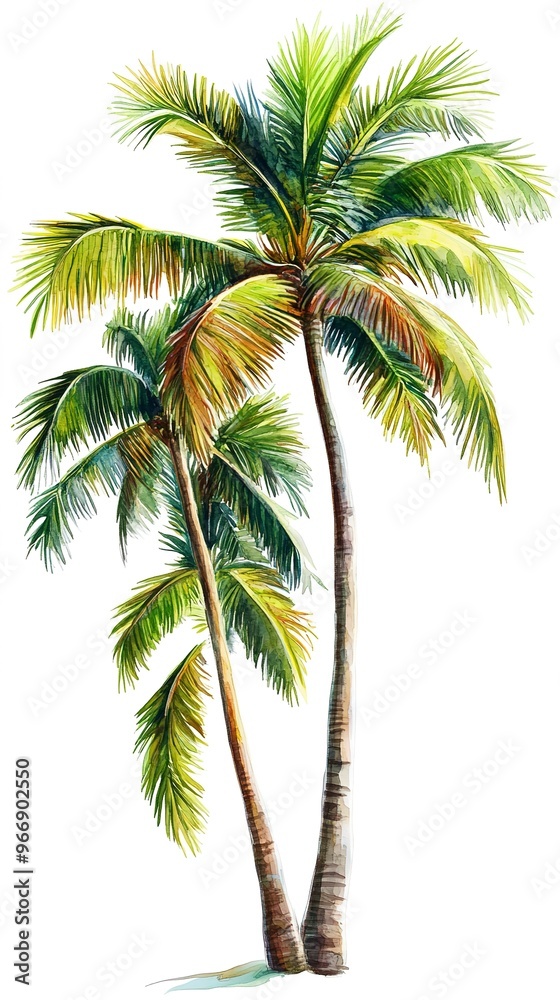 Obraz premium A Coconut tree in different stems on white background