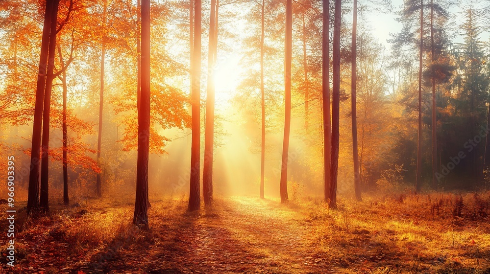 Sunny autumn morning in the woods Sunny autumn morning in the woods