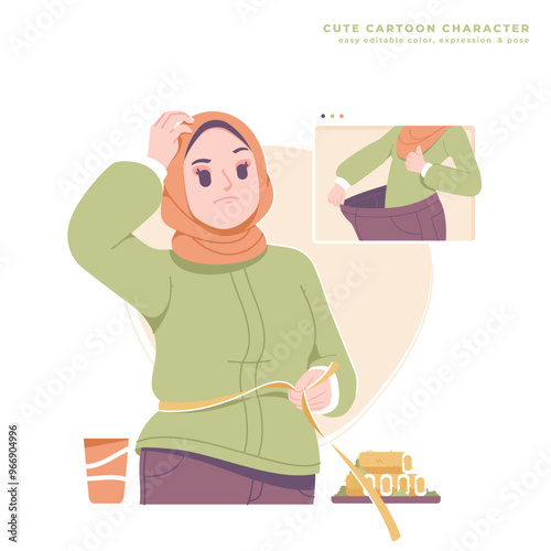 big fat girl charater illustration design