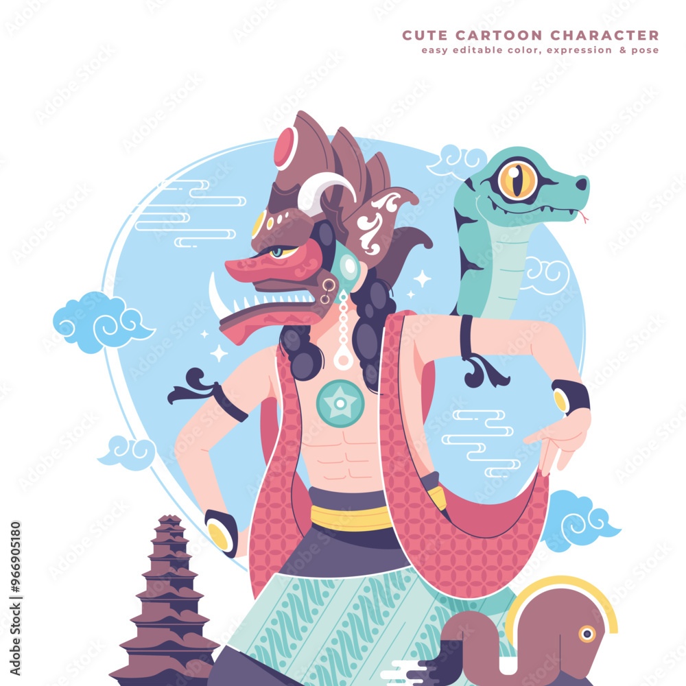 Naklejka premium indonesian traditional dancer character illustration