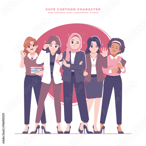 girl squad character illustration design