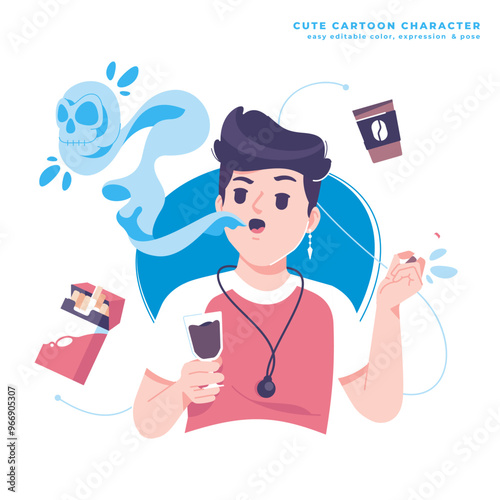 Foto smoking with bad habit illustratin