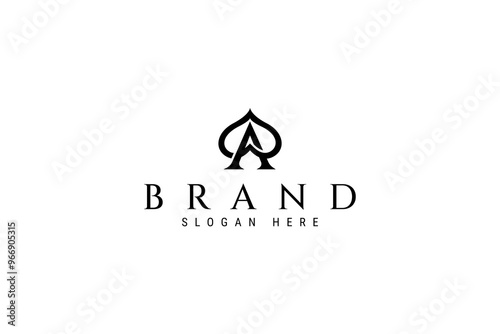 Letter A spade simple line creative logo design flat vector