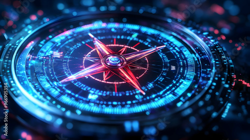 Wallpaper Mural A futuristic compass design with glowing elements and intricate details. Torontodigital.ca