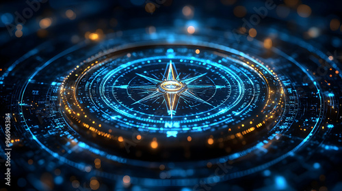 Wallpaper Mural A futuristic compass design with glowing elements and intricate patterns. Torontodigital.ca