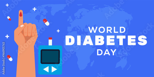 horizontal banner illustration for world diabetes day