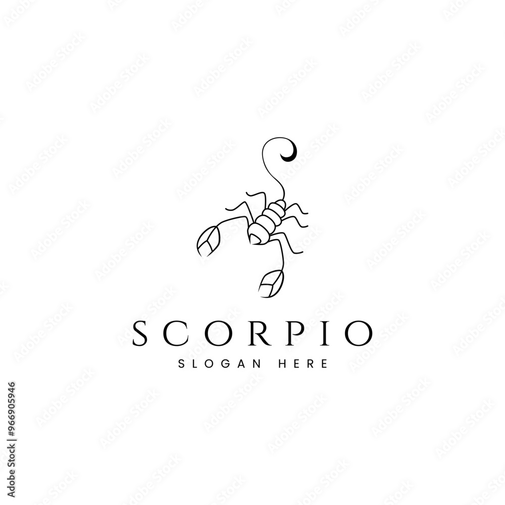 scorpio zodiac logo in line art design style
