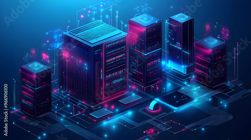 A futuristic digital landsc...