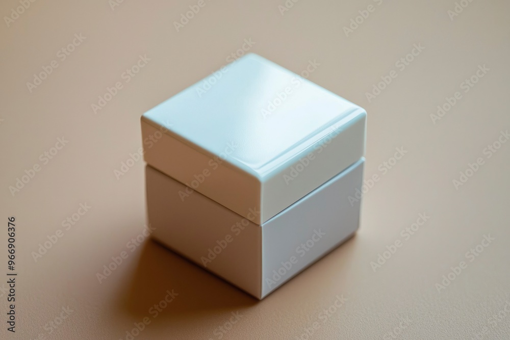 Obraz premium White Square Box on Beige Surface