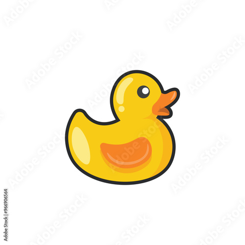 duck rubber in outline flat vector design.