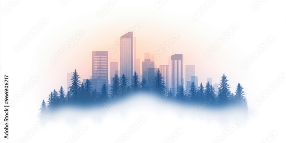 Fototapeta premium modern abstract corporate background with double exposure of the cityscape