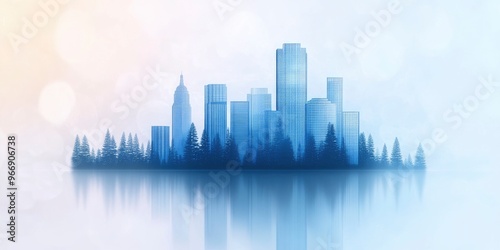 modern abstract corporate background with double exposure of the cityscape