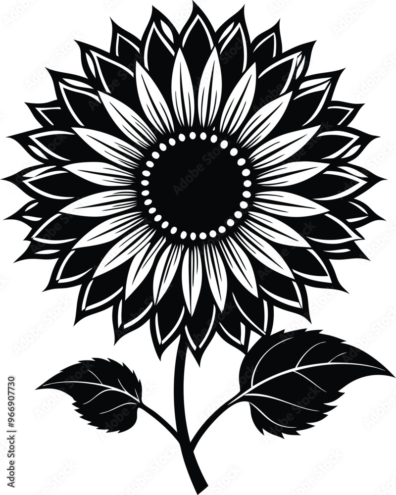 black sunflower vector illustration silhouette, Print black sunflower vector illustration silhouette, Print