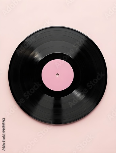 Minimalist Vinyl Record Mockup on pink Pastel Background