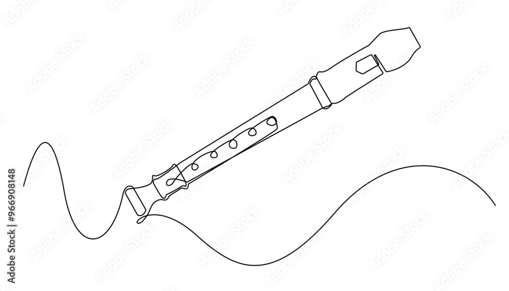 Obraz premium continuous line flute.flute musical instrument equipment drawn in one line.single line vector illustration.isolated white background