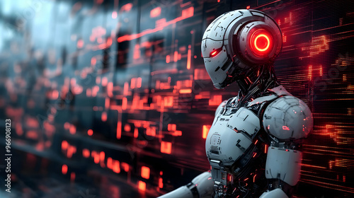 A futuristic robot with glo...
