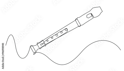 continuous line flute.flute musical instrument equipment drawn in one line.single line vector illustration.isolated white background