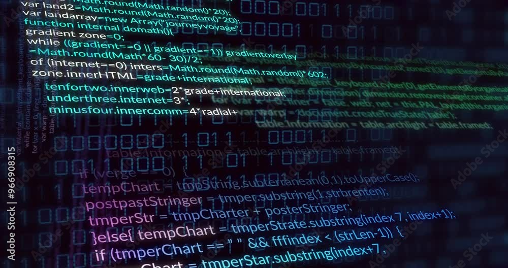 Animation of data processing over binary coding