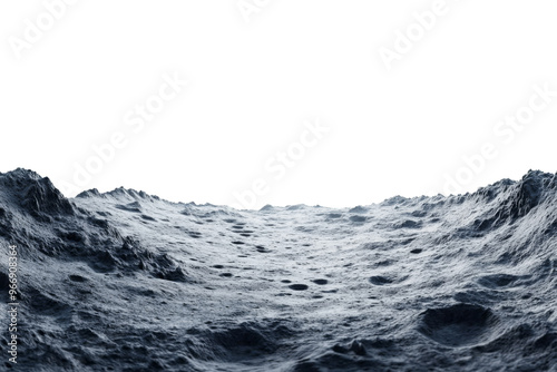 Moon surface isolated on transparent background. Lunar landscape with deserted landscape and craters formed by meteor impacts