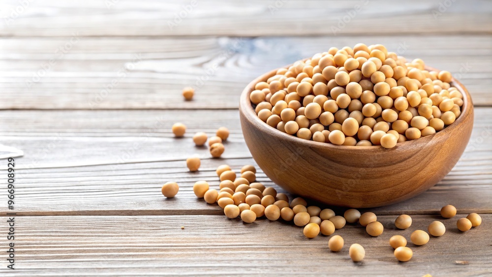 Soya bean in a bowl on white wooden background Soya bean in a bowl on white wooden background