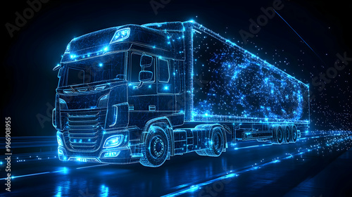 A futuristic, glowing truck...