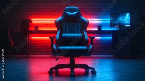 A gaming chair illuminated ...